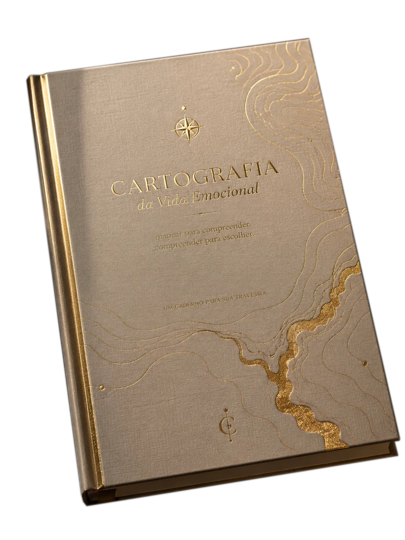Livro Cartografia da Vida Emocional, capa clara com detalhes dourados